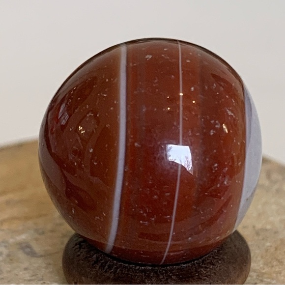 MINI Red Banded Carnelian Crystal Sphere With Wood Stand Chakras Healing 1/2" 8g - Picture 7 of 12